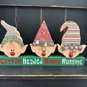 COTTON HEADED NINNY MUGGINS Wood Elf Christmas Decor